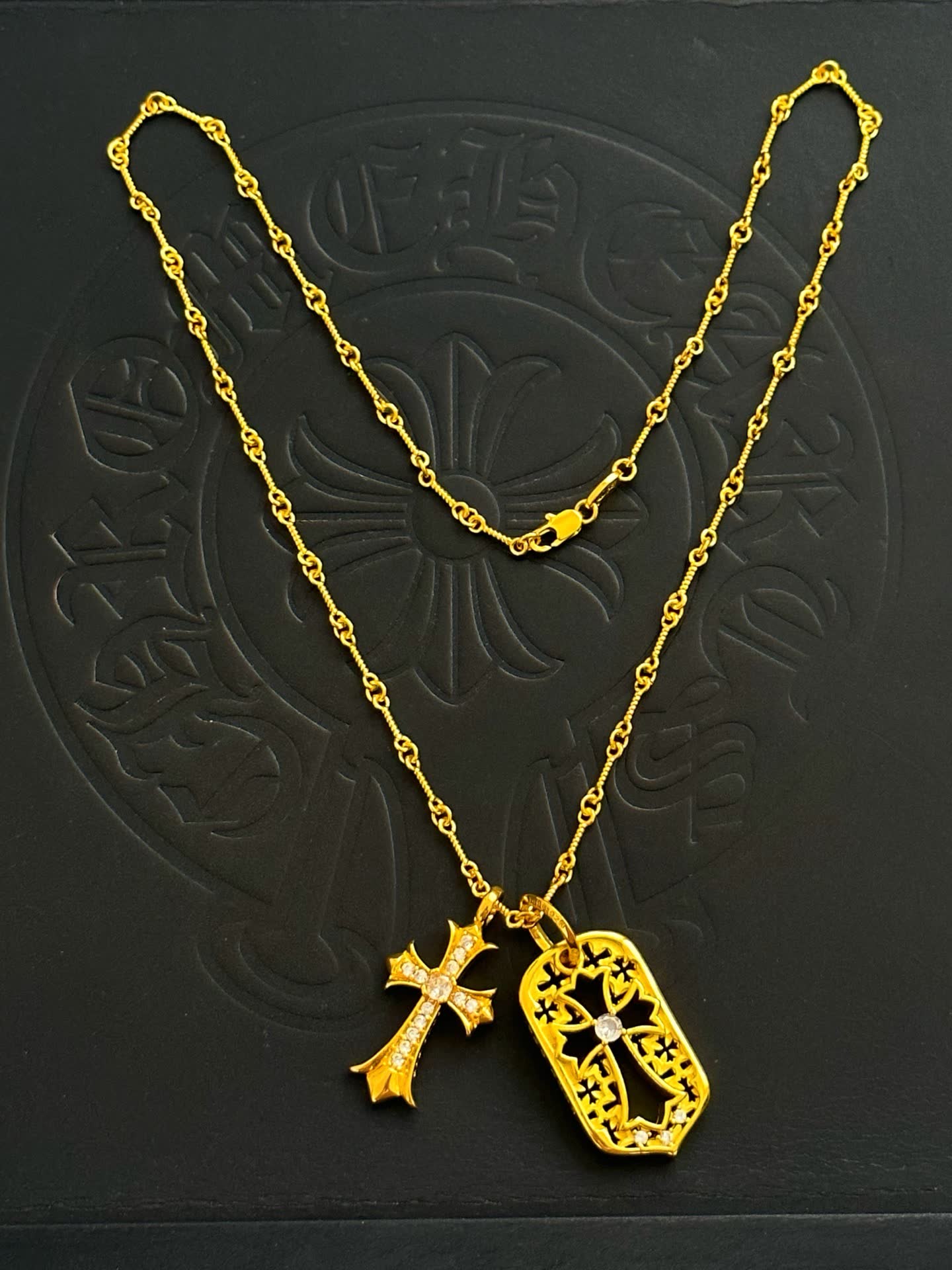 Chrome Hearts Gold Cross Pendant Necklace
